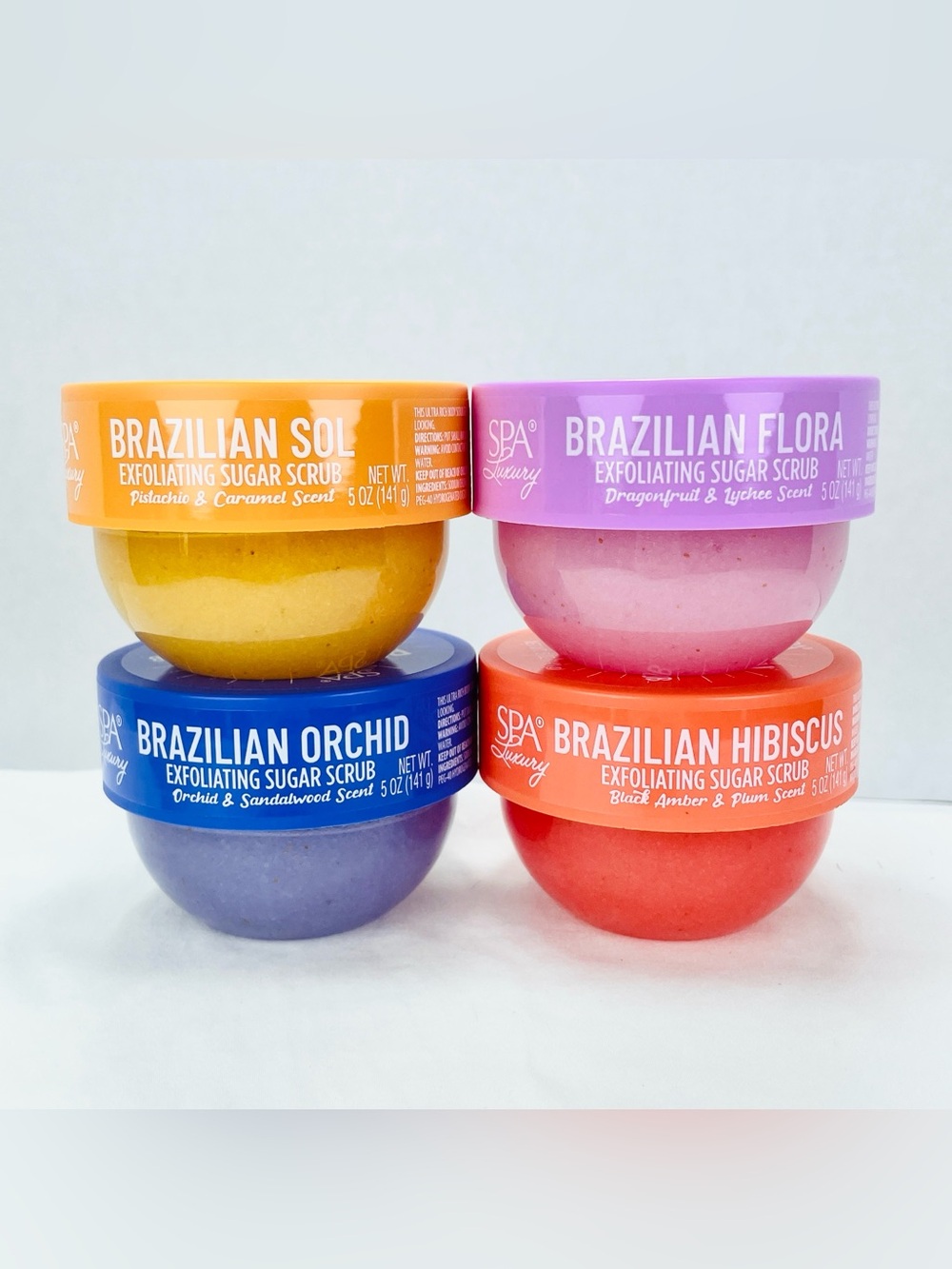 4Pk Spa Luxury Brazilian Exfoliating Sugar Body Scrub Flora Orchid Hibiscus
